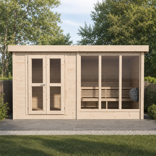 Multiroom Log Sauna Anita — Spruce Sauna with Front Room, 9m² — lifestyle photo 3