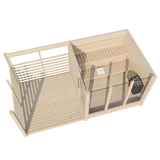 fraser 210 deluxe 2 4 person outdoor sauna with terrace product exterior view