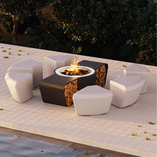 glammfire circus fire pit seating lifestyle exterior view