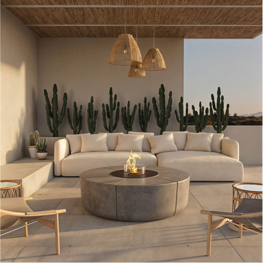 glammfire zarzuela fire pit bbq grill lifestyle exterior view