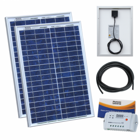 40W (20W+20W) solar charging kit with 10A controller and 5m cable product exterior view