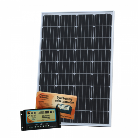 120W 12V dual battery solar kit for camper, boat, yacht with controller and cable product exterior view
