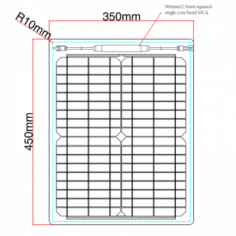 20w 12v reinforced semi flexible solar charging kit product exterior view — view 4