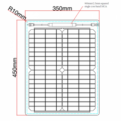 20w 12v reinforced semi flexible solar charging kit product exterior view — view 4