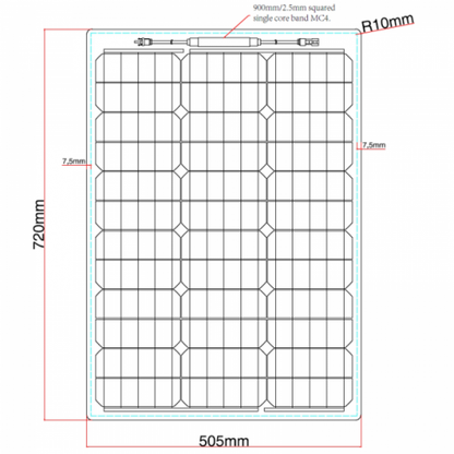 60w 12v reinforced semi flexible dual battery solar charging kit product exterior view — view 6