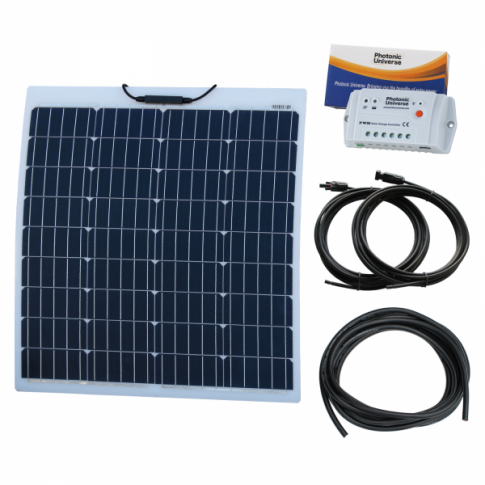 80W 12V Reinforced Semi-flexible solar charging kit product exterior view