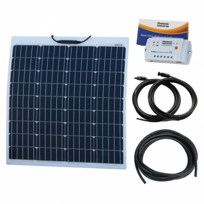 80W 12V Reinforced Semi-flexible solar charging kit product exterior view
