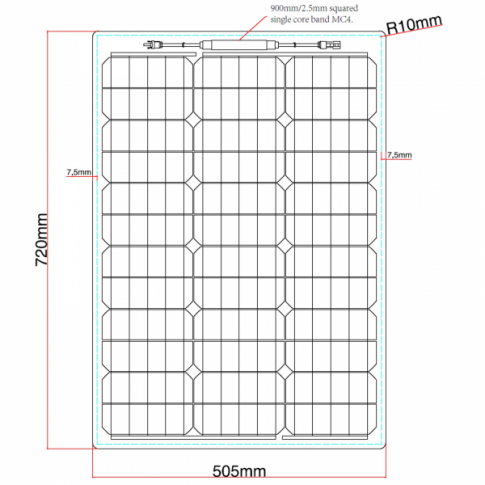 60w 12v reinforced semi flexible solar charging kit product exterior view — view 6