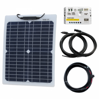 20W 12V Reinforced Semi-flexible solar charging kit product exterior view