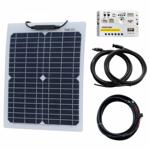 20W 12V Reinforced Semi-flexible solar charging kit product exterior view