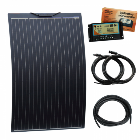 120W 12V semi-flexible dual battery solar charging kit product exterior view