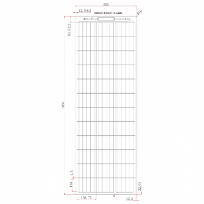 130w 12v narrow semi flexible solar charging kit product exterior view — view 5