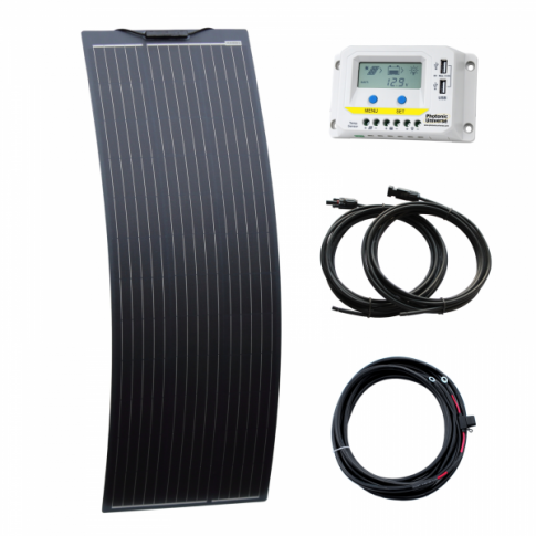 130W 12V narrow semi-flexible solar charging kit product exterior view