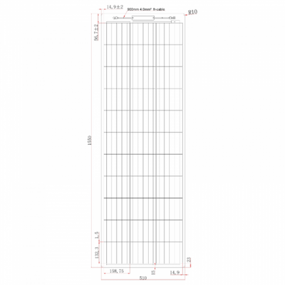 150w 12v narrow semi flexible dual battery solar charging kit product exterior view — view 5