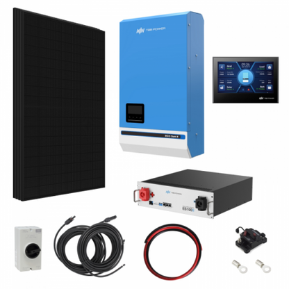 TBB Power 1.72kW 48V Complete Off-grid solar power system with 4 x 430W Sharp solar panels, 5kW TBB Power RIIOSUN hybrid inve
