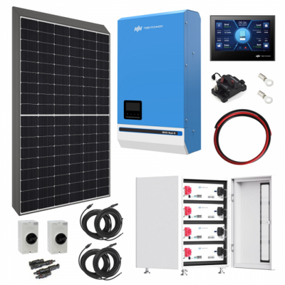 TBB Power 6.56kW 48V Complete Off-grid solar power system with 16 x 410W Sharp solar panels, 8kW TBB Power RIIOSUN hybrid inv