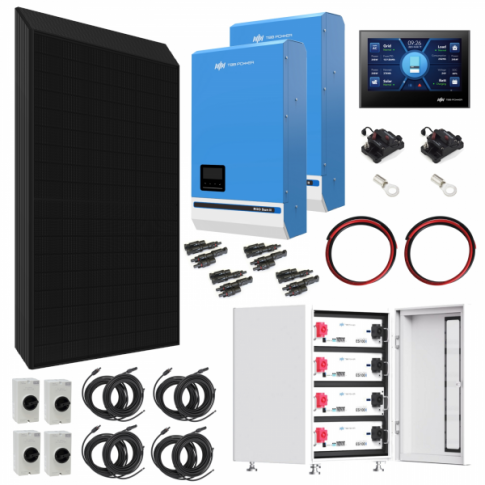 TBB Power 10.32kW 48V Complete Off-grid solar power system with 24 x 430W Sharp solar panels, 2 x 5kW TBB Power RIIOSUN hybri