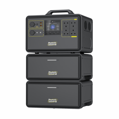 2400W 6720Wh portable power station set with two expansion batteries product exterior view