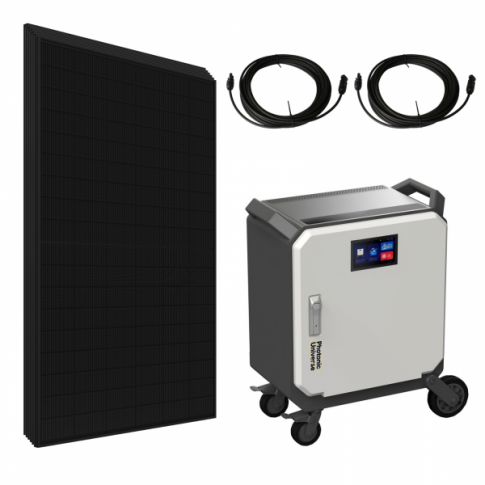 Complete 5kW off-grid power system with 5kWh high performance battery and 2.5kW solar power array product exterior view