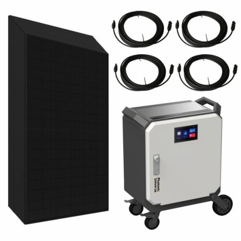 Complete 5kW off-grid power system with 5kWh high performance battery and 7kW solar power array