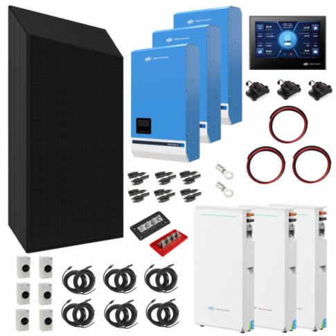TBB Power 20.64kW 48V Complete Off-grid solar power system with 48 x 430W Sharp solar panels, 3 x 5kW TBB Power RIIOSUN hybri