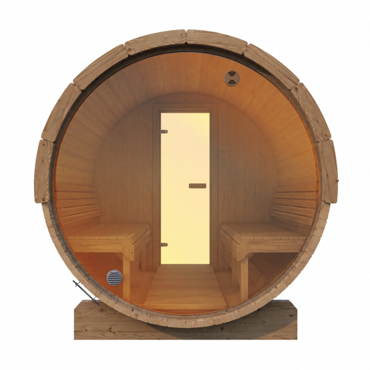 Full Glass Back Wall for Outdoor Barrel Saunas — Bronze Glass