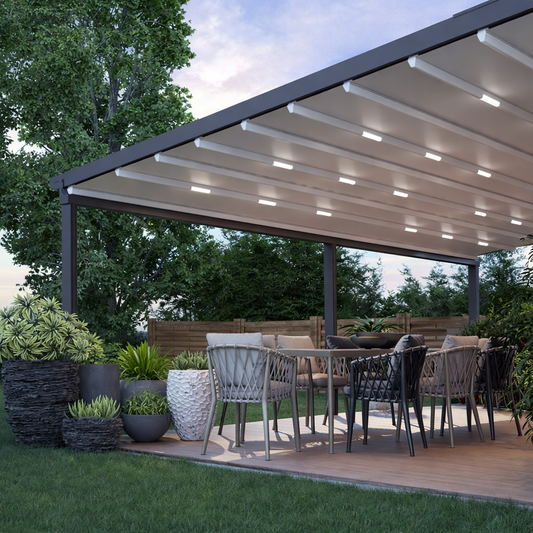 deponti verdeca aluminium folding roof veranda product exterior view
