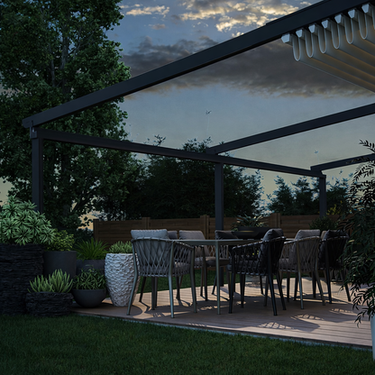 deponti verdeca aluminium folding roof veranda product exterior view — view 4