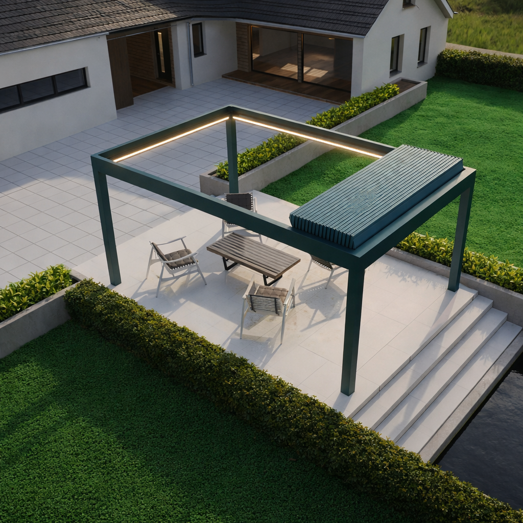 deponti pinela deluxe plus aluminium motorised pergola product exterior view — view 7