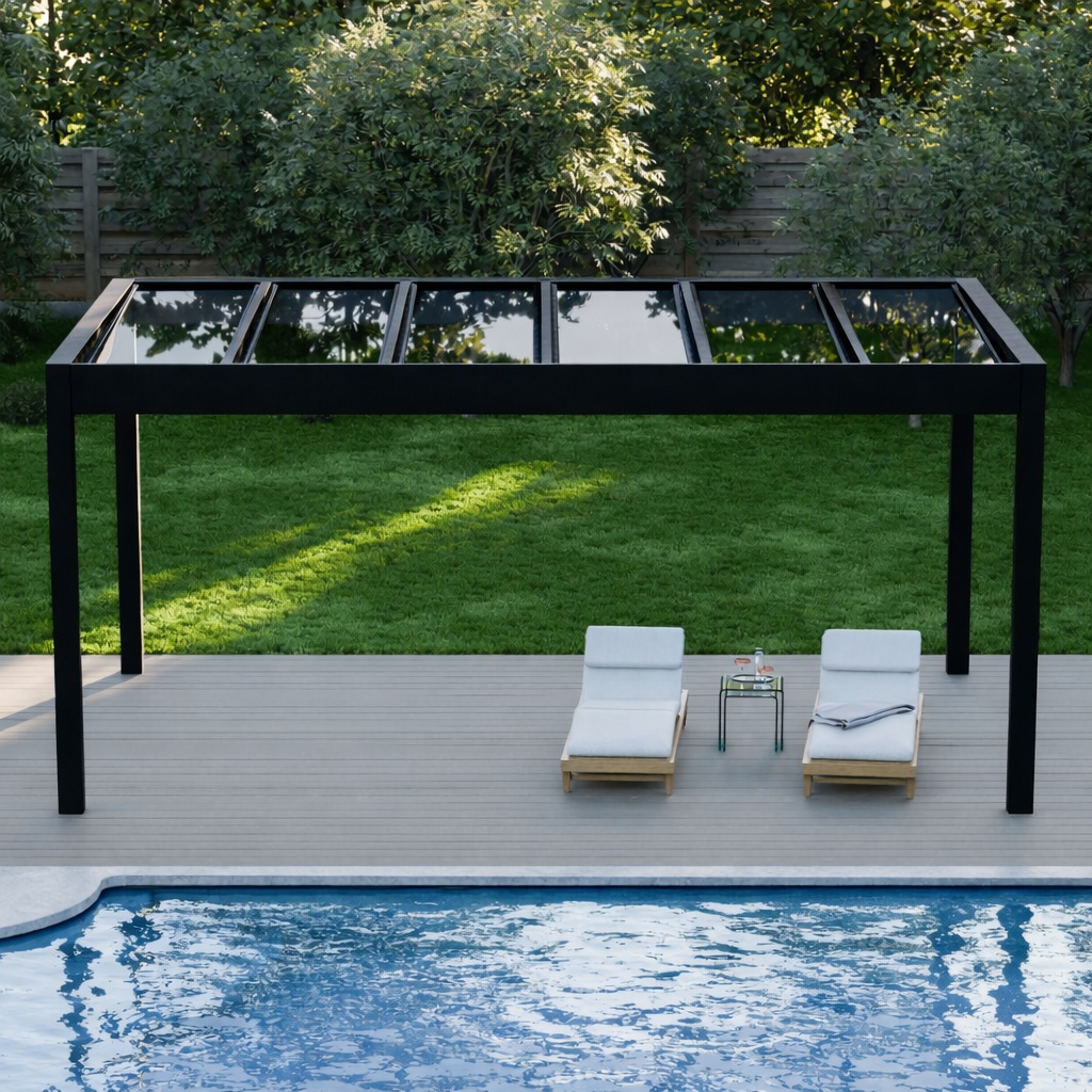 deponti pinela glass roofed aluminium pergola product exterior view — view 21