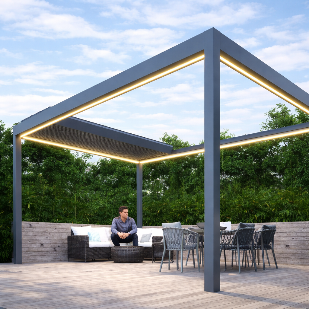 deponti pinela deluxe aluminium motorised pergola product exterior view
