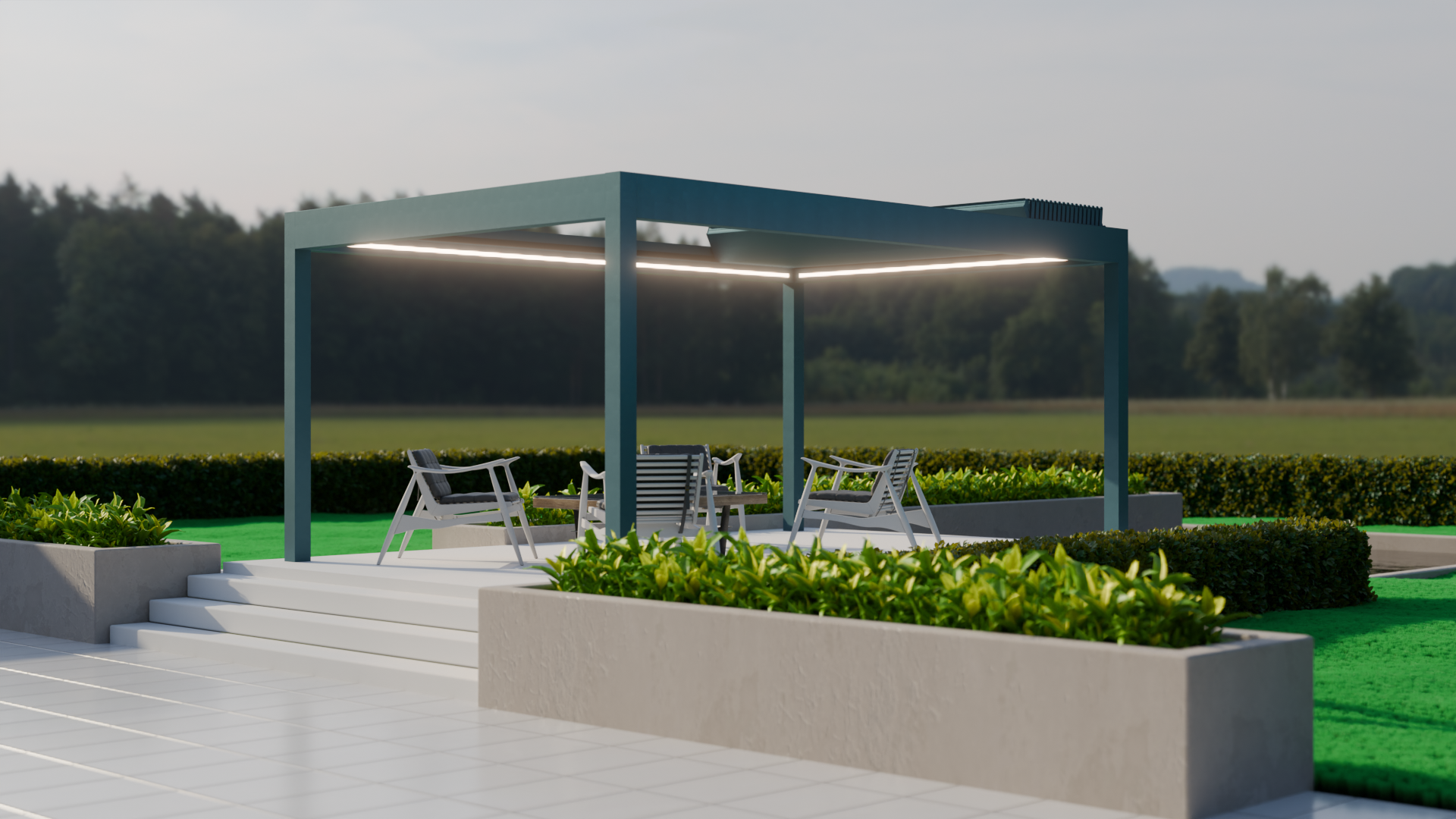 deponti pinela deluxe plus aluminium motorised pergola product exterior view — view 2