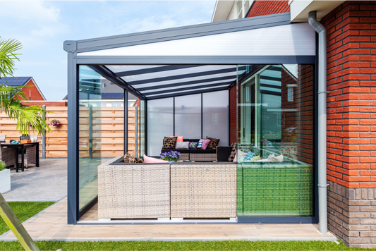 deponti nebbiolo aluminium veranda product exterior view