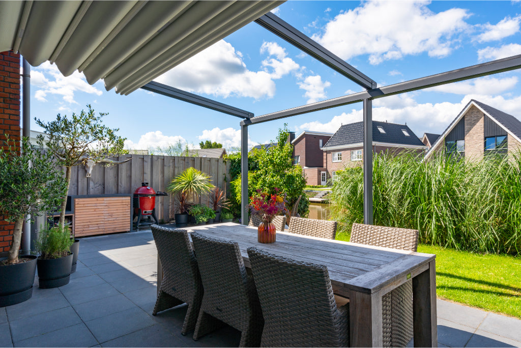 deponti verdeca aluminium folding roof veranda product exterior view — view 3