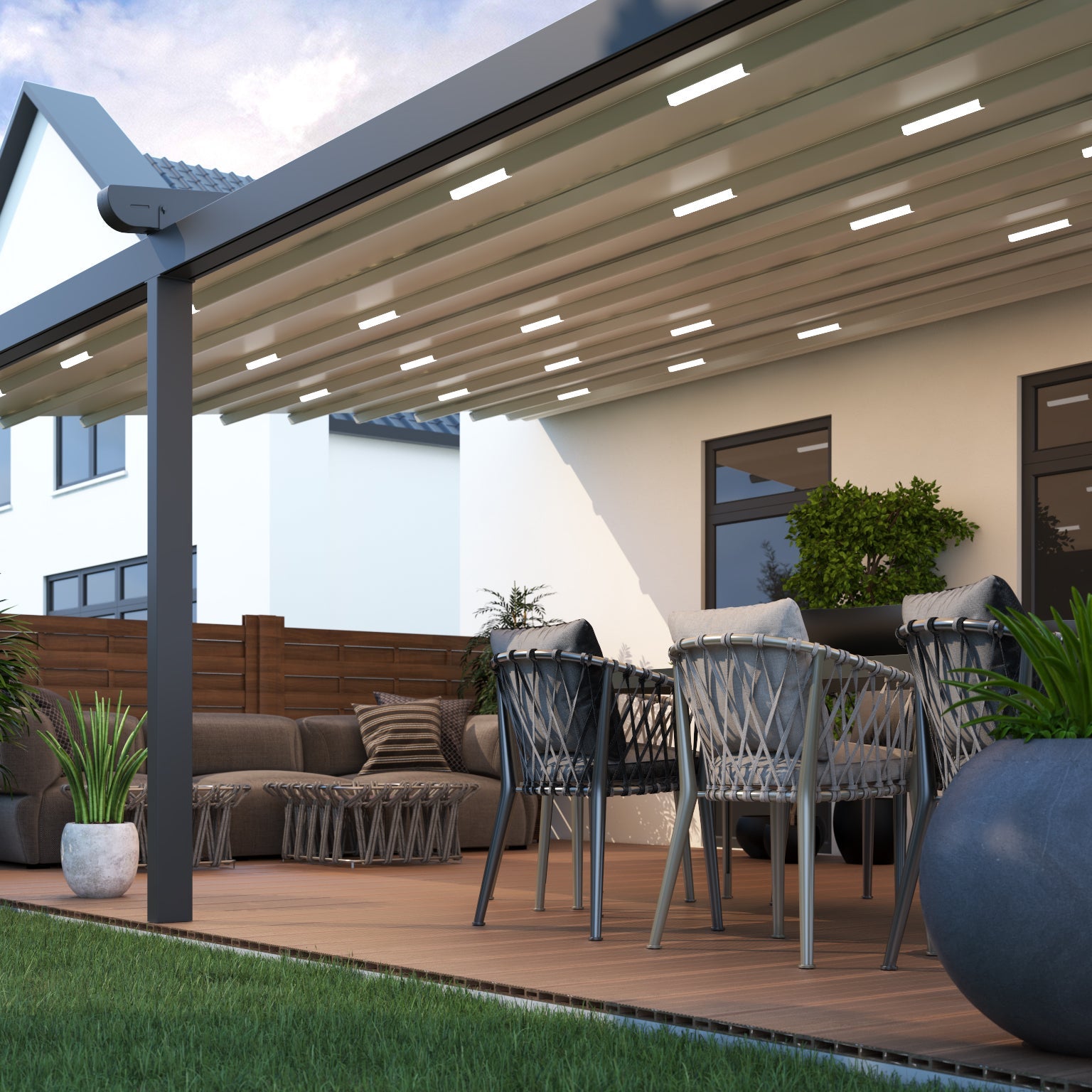 deponti verdeca aluminium folding roof veranda product exterior view — view 11