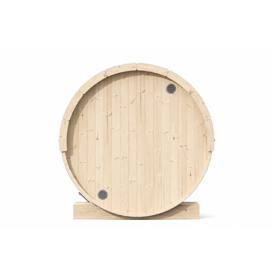 Barrel Sauna Ergo 150 — 1-2 Person Spruce Garden Sauna, 1.5m — spruce — back view 1