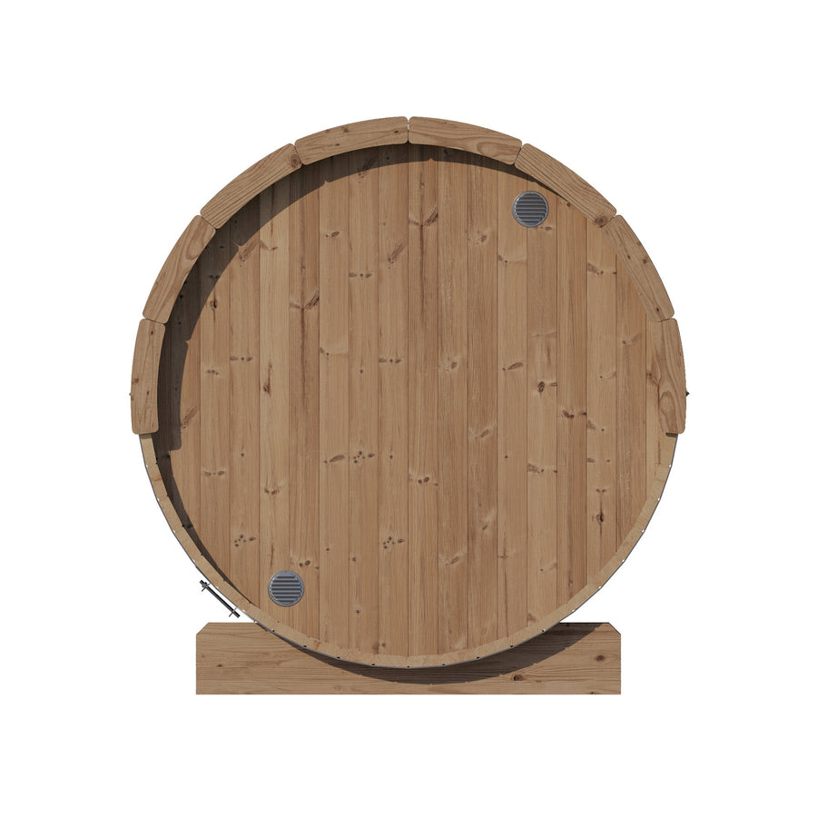 Barrel Sauna Ergo 150 — 1-2 Person Thermowood Sauna, 1.5m — thermowood — back view 2