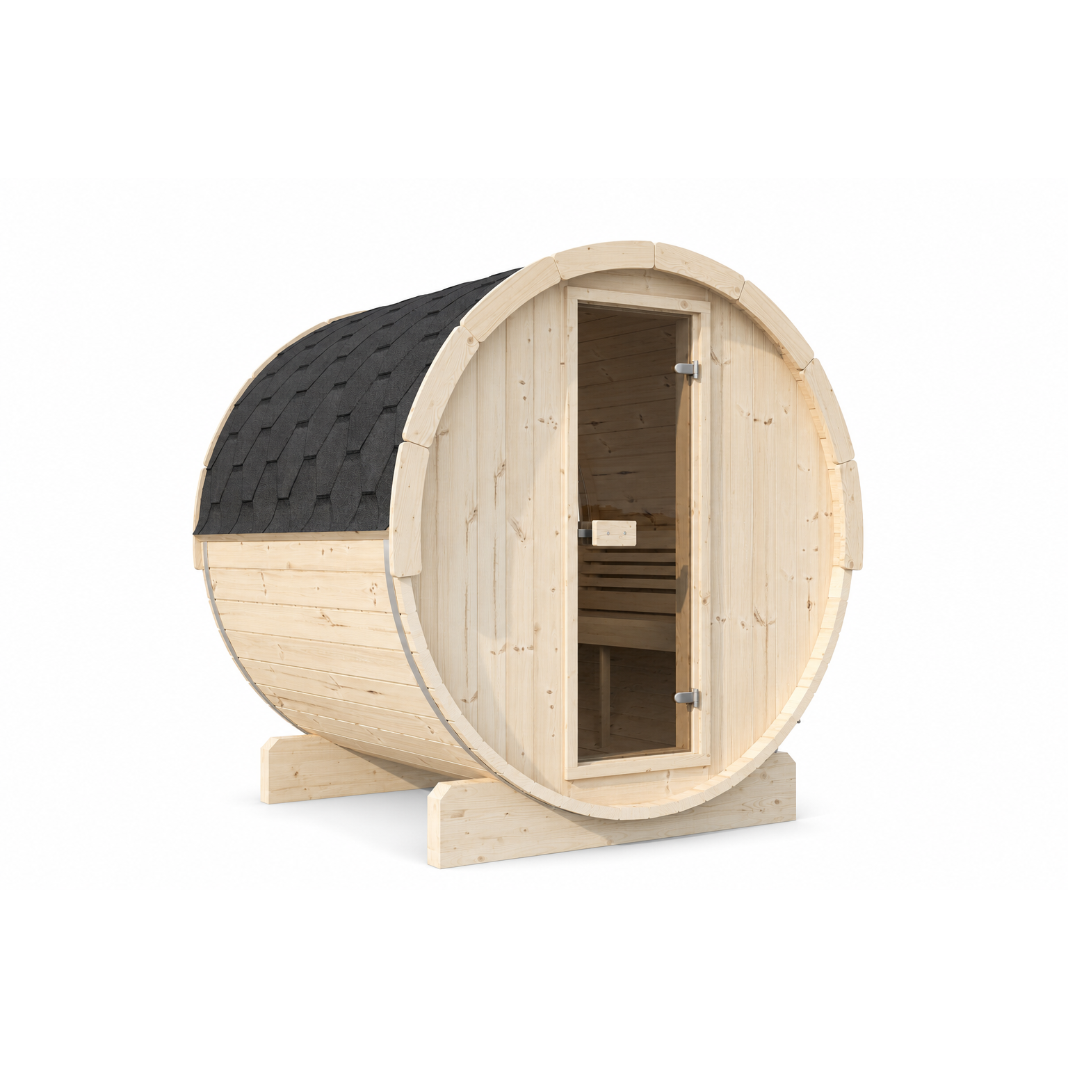 Barrel Sauna Ergo 180 — Spruce Garden Sauna with Room to Recline, 1.8m — spruce — angle view 1