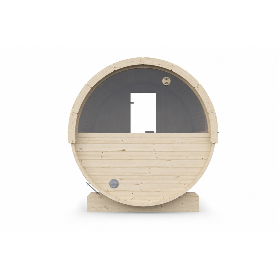 Barrel Sauna Ergo 180 — Spruce Garden Sauna with Room to Recline, 1.8m — spruce — back view 1