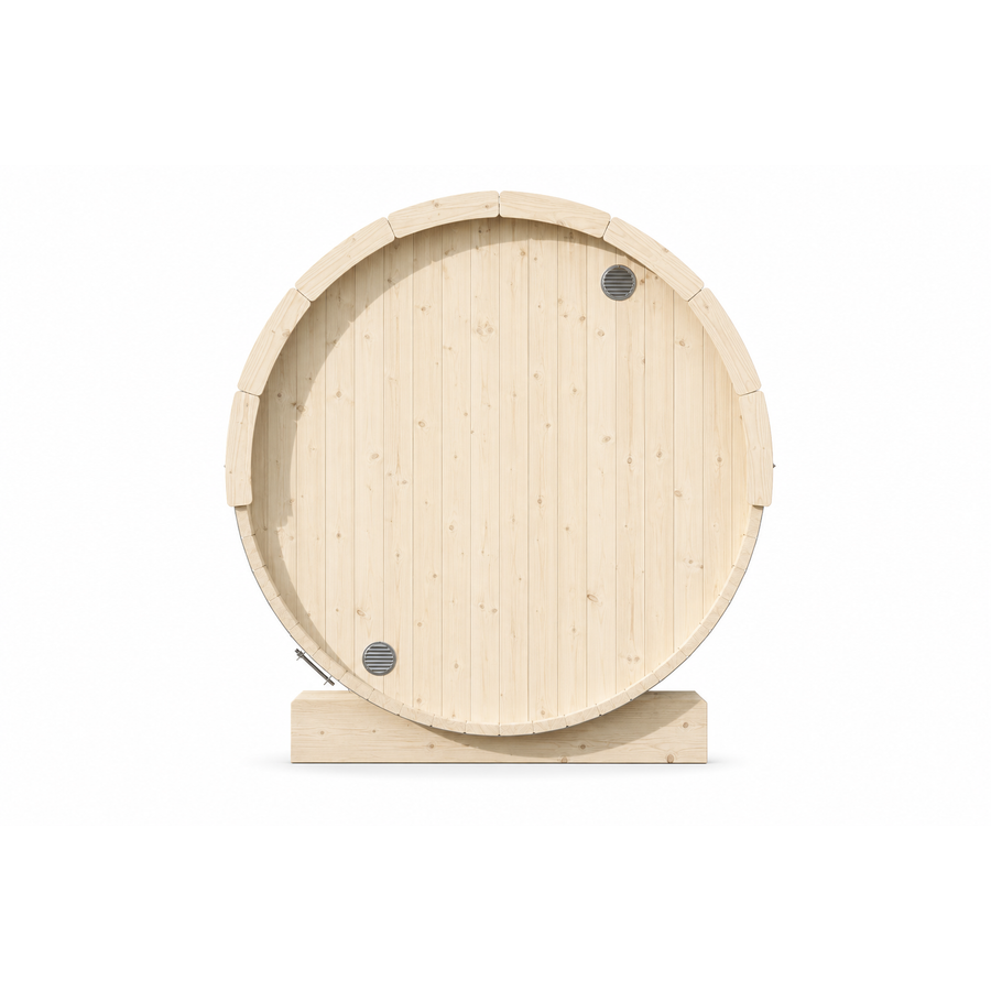 Barrel Sauna Ergo 180 — Spruce Garden Sauna with Room to Recline, 1.8m — spruce — back view 2