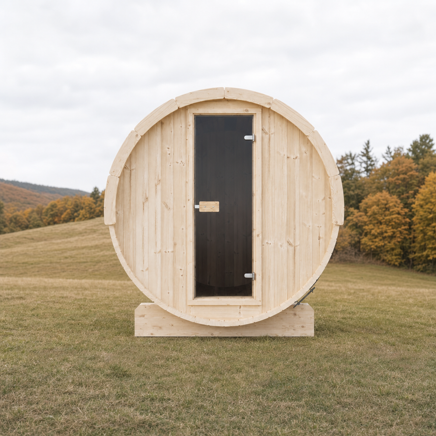 Barrel Sauna Ergo 180 — Spruce Garden Sauna with Room to Recline, 1.8m — spruce — lifestyle