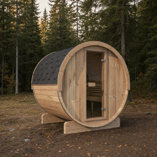 Barrel Sauna Ergo 180 — Thermowood Sauna with Room to Recline, 1.8m — thermowood — lifestyle