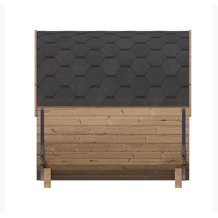 Barrel Sauna Ergo 180 — Thermowood Sauna with Room to Recline, 1.8m — thermowood — side view 4