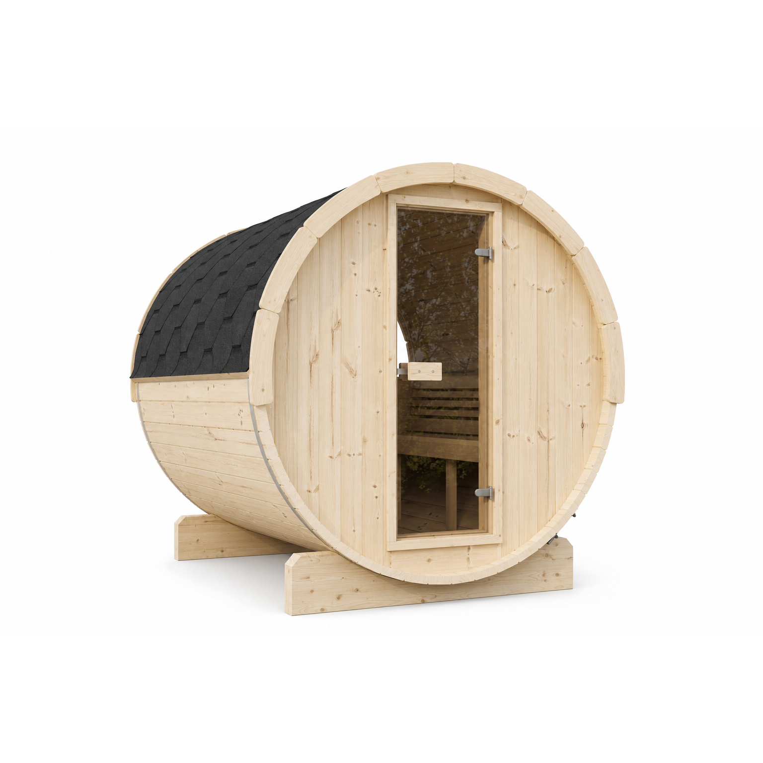 Barrel Sauna Ergo 220 — Spruce Garden Sauna for Groups, 2.2m — spruce — angle view 3