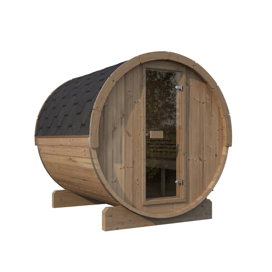 Barrel Sauna Ergo 220 — Thermowood Garden Sauna for Groups, 2.2m — thermowood — angle view 2