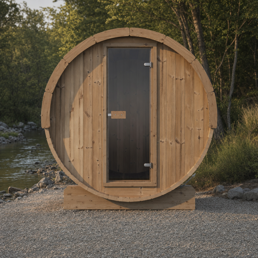 Barrel Sauna Ergo 220 — Thermowood Garden Sauna for Groups, 2.2m — thermowood — lifestyle