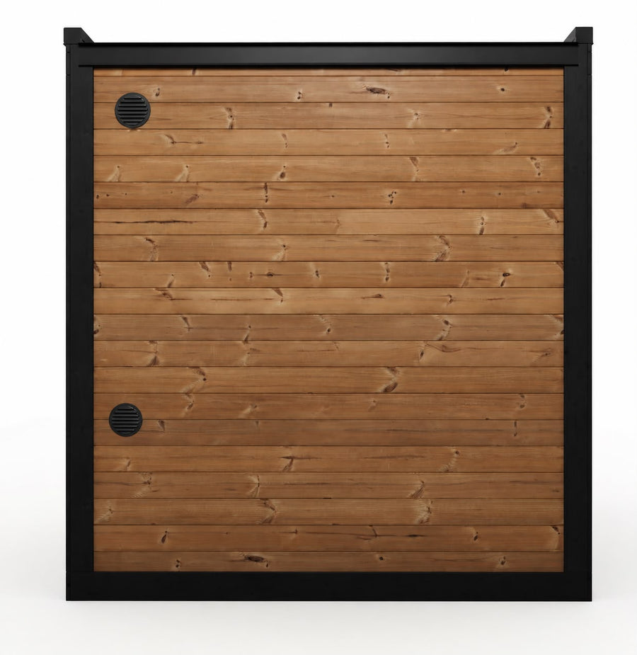 Patio Sauna Nairn XL — 3–4 Person 40mm Thermowood Garden Sauna, Bronze Glass Front & Deck, 3.6m²