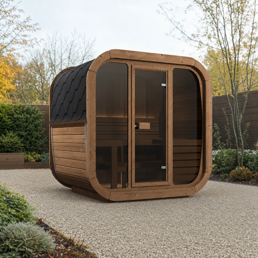 Cube Sauna Icon 160 — 2–3 Person Thermowood Garden Sauna, Compact Design, 1.6m