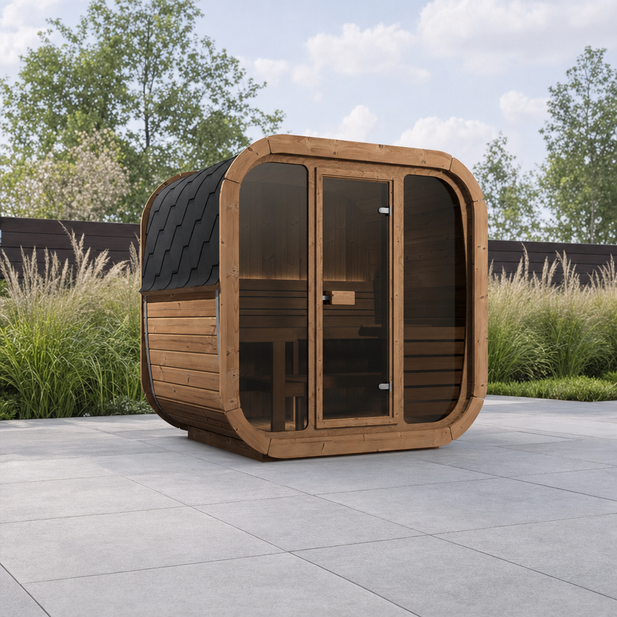 Cube Sauna Icon 160 — 2–3 Person Thermowood Garden Sauna, Compact Design, 1.6m