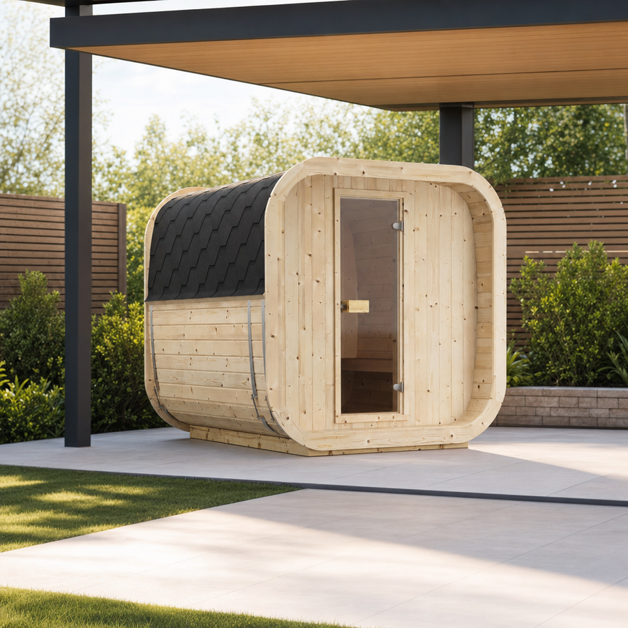 Cube Sauna Icon 200 S — 3–4 Person Spruce Garden Sauna, Standard-Width Design, 2m
